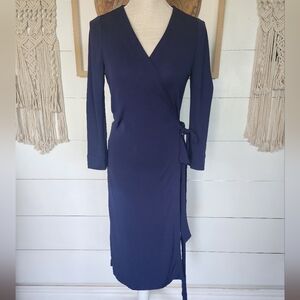 DIANE VON FURSTENBERG New Julian Two Matte Jersey Wrap Dress Midnight Bl…